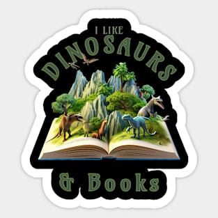 I like dinosaurs and books Sticker
